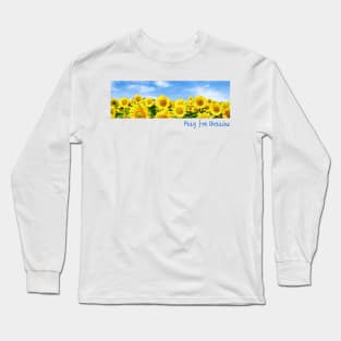 Pray For Ukraine Rectangle - Sunflower For Ukraine - Vintage Photo Sunflower Field Long Sleeve T-Shirt